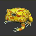 Yellow and Orange Frog with Red Eyes on Dark Background with Reflective Surface 3d model