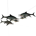 Realistic Swordfish Models in Swimming Pose with Various Sizes and Detailed Features