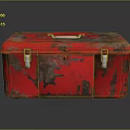 Red Rusty Metal Toolbox With Sturdy Latches And Handle For Storage