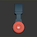 Modern Blue And Red Over Ear Headphones With Sleek Electronic Design