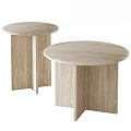 Modern Round Marble Tea Table and Chairs Featuring White Black Veins Elegant Design 3d model