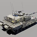 Military Tank Weapon With Camouflage Pattern Main Gun And Antenna Systems