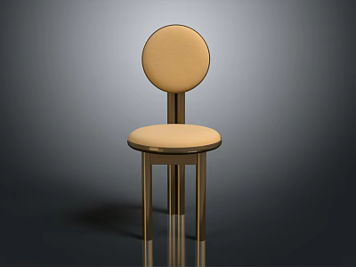 Modern Beige Upholstered Chair With Round Backrest And Metal Legs Design 3d model