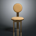 Modern Beige Upholstered Chair With Round Backrest And Metal Legs Design