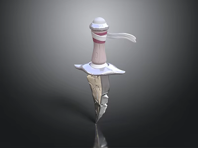 Dagger With Pink White Handle Red Stripe Decorative White Top And Silver Metal Blade 3d model