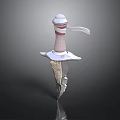 Dagger With Pink White Handle Red Stripe Decorative White Top And Silver Metal Blade