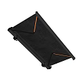 Gray Outdoor Awning With Durable Material And Black Frame For Sun Protection