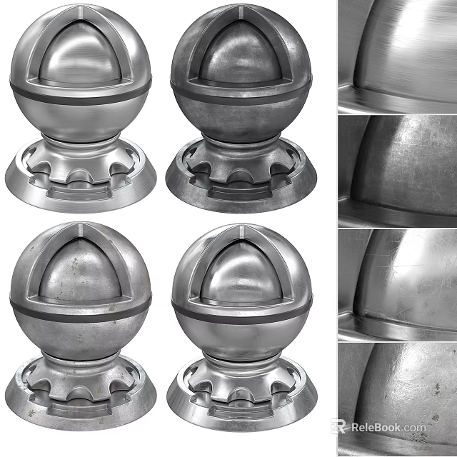 Vintage Metal Ornament Decor Combination With Spherical Base And Textured Surface 3d model 