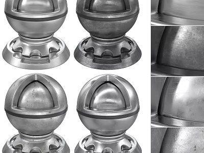Vintage Metal Ornament Decor Combination With Spherical Base And Textured Surface 3d model