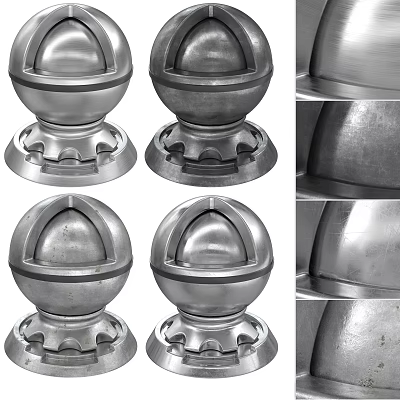 Vintage Metal Ornament Decor Combination With Spherical Base And Textured Surface 3d model