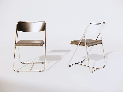 Modern Dining Chairs With Metal Frame Leather Seat And Foldable Design 3d model