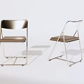 Modern Dining Chairs With Metal Frame Leather Seat And Foldable Design