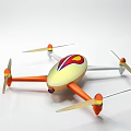 Industrial Drone Quadcopter With Yellow Red Streamlined Body And Propellers For Industrial Use