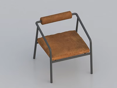 Modern Leisure Chair With Brown Leather Seat Backrest And Metal Frame Design 3d model