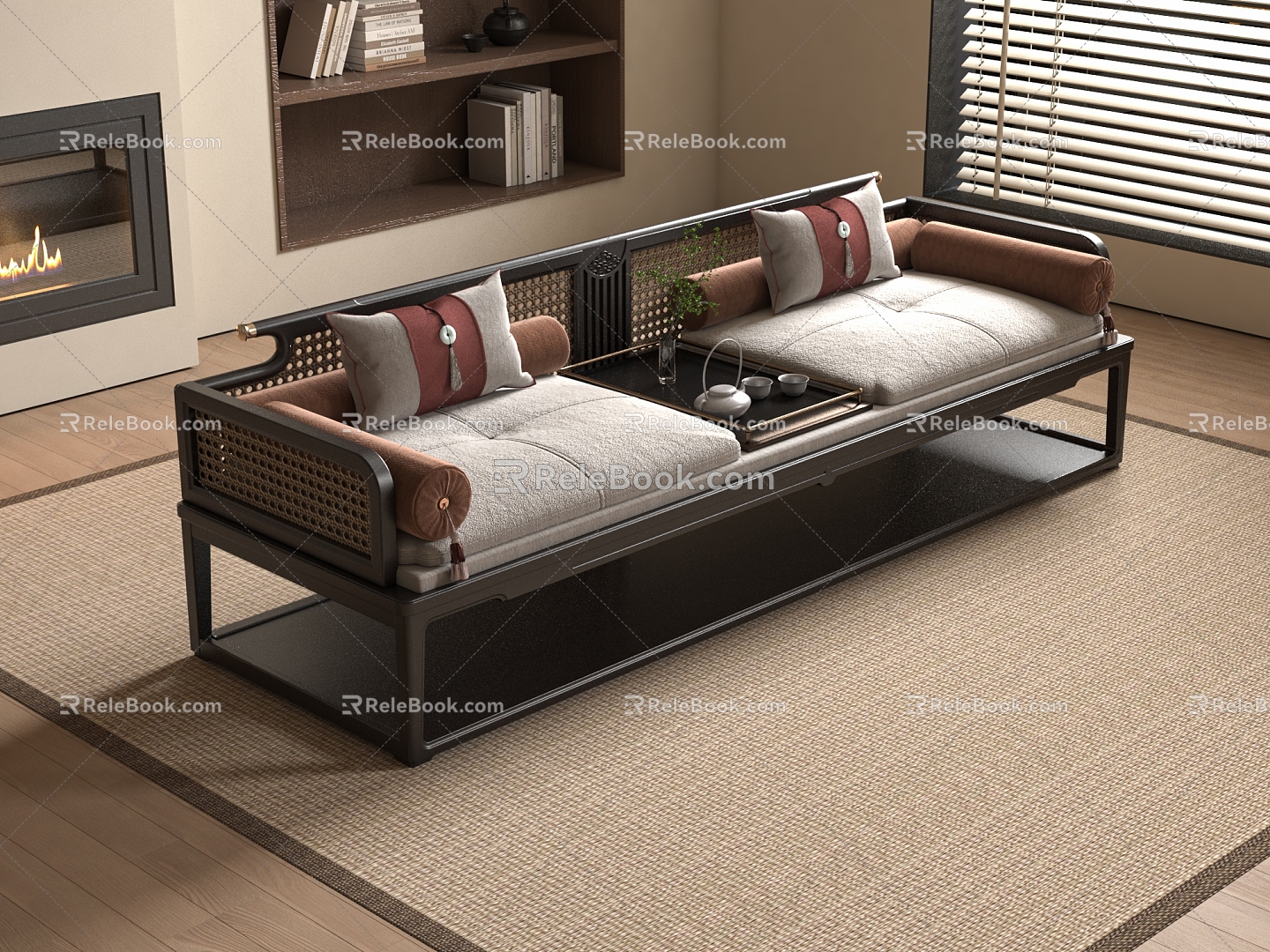 New Chinese-style Lohan Bed 3d model