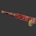 Vintage Commercial Telescope With Wooden Body And Brass Binocular Design