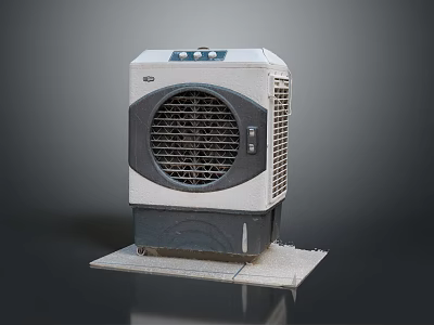 White and Gray Evaporative Air Cooler Electronic Appliance With Control Panel And Fan Grille 3d model