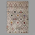 Geometric Pattern Square Area Rug With Diamond Shapes And Multicolor Accents 3d model