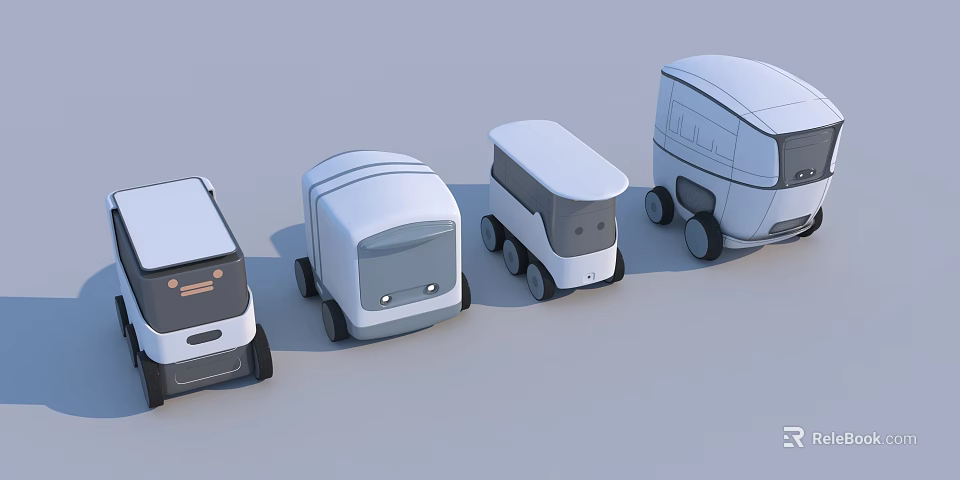 Smart Machines In Various Sizes Displayed Side by Side With White Compact Design 3d model