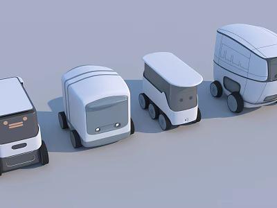 Smart Machines In Various Sizes Displayed Side by Side With White Compact Design 3d model