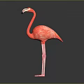 Lifelike Pink Flamingo Hand Carved Sculpture With Detailed Feathers And Long Neck