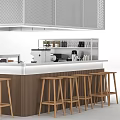 Modern Functional Bar Counter With White Top Wooden Cabinetry And Bar Stools