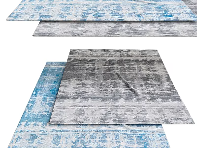 Modern Square Rugs With Blue And Gray Abstract Patterns For Home Decor 3d model