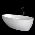Modern Sleek White Freestanding Bathtub Design With Silver Faucet And Minimalist Style