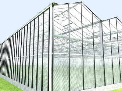 Modern Industrial Factory Building With Glass Curtain Wall And Metal Frame Structure Design 3d model