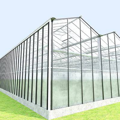 Modern Industrial Factory Building With Glass Curtain Wall And Metal Frame Structure Design 3d model