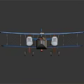 Vintage Blue Biplane Model Toy With Detailed Wings And Cockpit Design
