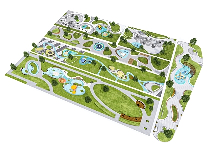 Modern Park Belt Park 3d model