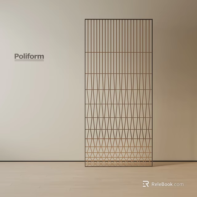 Poliform Modern Room Divider With Geometric Pattern Metallic Frame And Light Wall 3d model