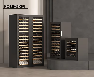 Modern Black Wine Cabinets With Sleek Design And Multiple Wine Storage Shelves 3d model