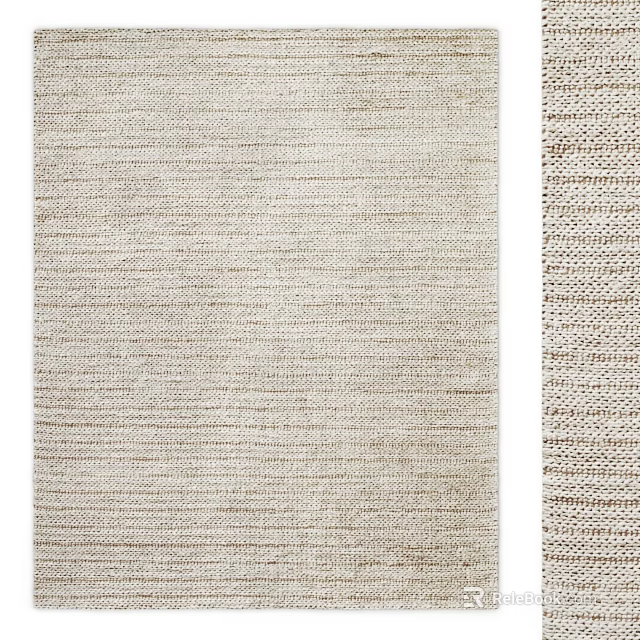 Soft Neutral Square Rug With Woven Striped Texture For Living Room Decor 3d model 
