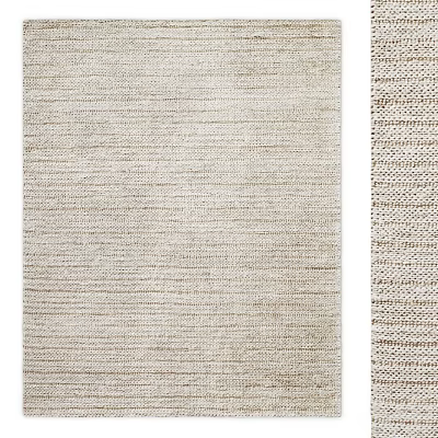Soft Neutral Square Rug With Woven Striped Texture For Living Room Decor 3d model