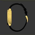 Elegant Stylish Watch With Black Strap Gold Dial Mechanical Design