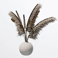 White Spherical Vase With Dried Feathery Floral In Modern Minimalist Style