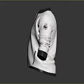White Stand Collar Jacket With Black Trim Chest Logo And Mele Run Text