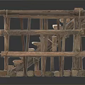 Handmade Rustic Wooden Shelves With Stacked Planks And Multi Tiered Design