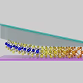 3D Architectural Structure Model Featuring Gray Main Body Purple Base And Colored Support Components