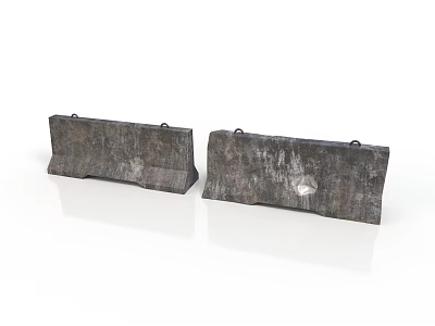 Weathered Concrete Road Barriers With Textured Surface And Metal Rings 3d model