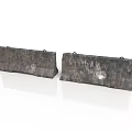 Weathered Concrete Road Barriers With Textured Surface And Metal Rings