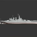 Battleship 3D Render With Blue Deck Red Hull And Detailed Superstructure Turret Design 3d model