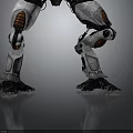 Futuristic Large Weapon Held by Armored Character in Orange White Armor