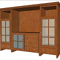 Wooden Sideboard With Glass Doors Drawers And Natural Light In Room