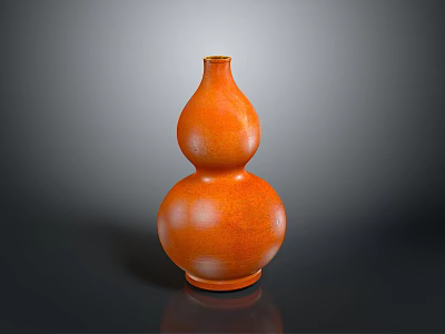 Elegant Orange Gourd Shaped Ceramic Vase For Home Furniture Decor 3d model