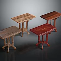 Small Wooden Tables With Different Colors And Various Leg Designs On Dark Background