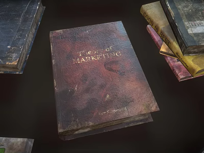 Vintage Old Books Featuring Principles Of Marketing With Worn Covers And Stacked Design 3d model