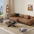 Modern Sofa Coffee Table Combination Single Sofa Floor Lamp Pillow 3d model